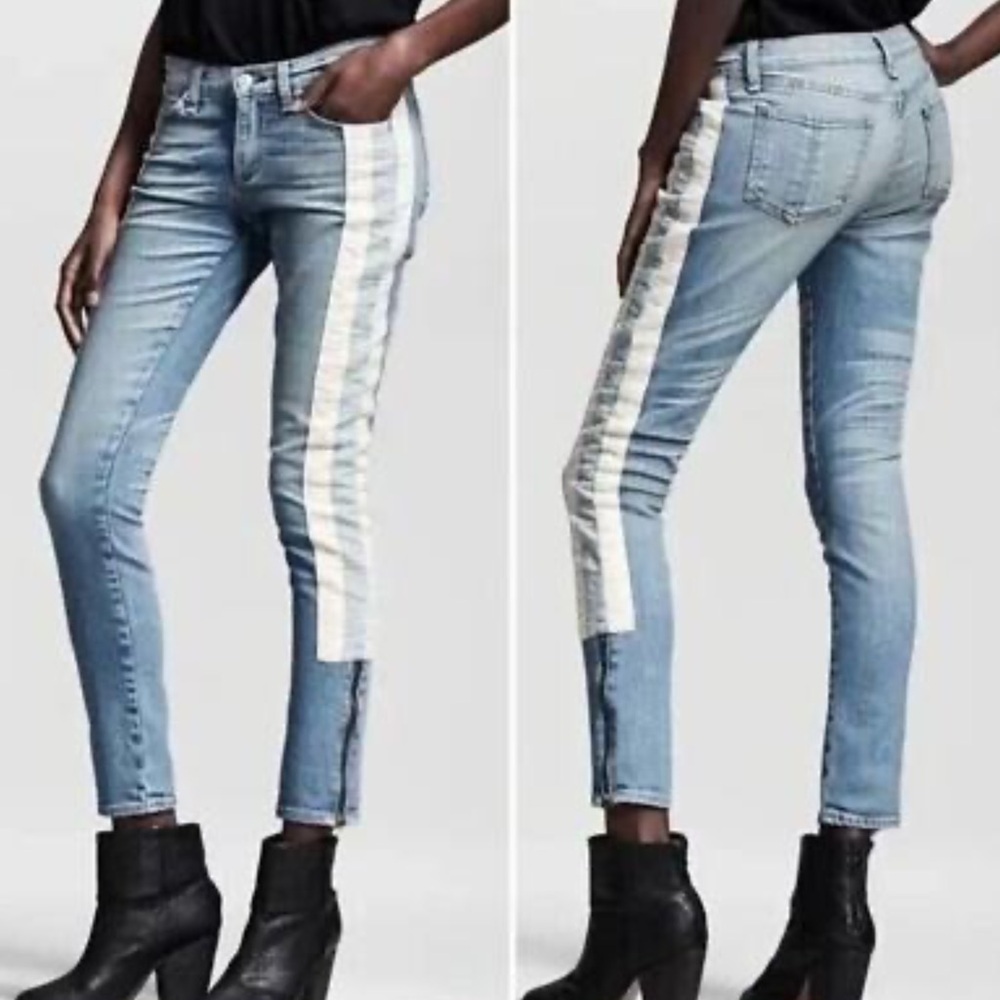 rag & bone Blue The Skinny Racer Relay Jeans Stripe Slim Skinny Zipper Ankle NWT